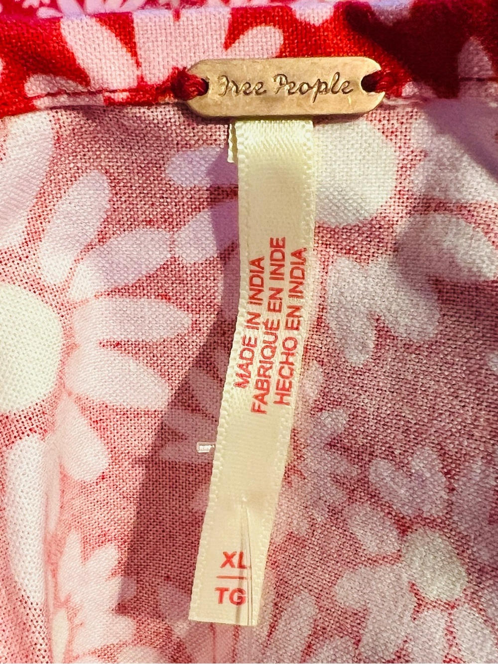 🍅🌼FREE PEOPLE Lucinda Midi Sundress Tomato Daisy Bright Red Floral Lace-Up XL - Picture 10 of 16